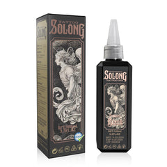 Solong Tattoo tinta negra Serie S para delineado con acabado suave.