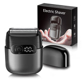 Sonatraxs electric razor in charcoal black, ultra-compact design for travel