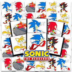 Sonic The Hedgehog tatuajes temporales 2x2, fáciles de aplicar para fiestas