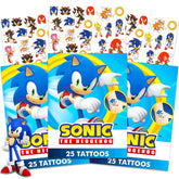 Sonic tattoo sheets collection featuring three sheets of vibrant designs for party favors