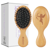 Sosoon pocket mini hair brush with wooden handle for travel detangling.
