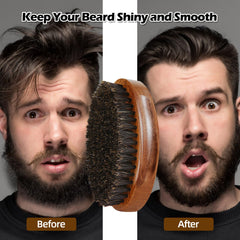 Sosoon ergonomic walnut wood handle on beard brush for comfy grip