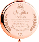 Soulpetals engraved daughter compact mirror with sentimental message for daily encouragement.
