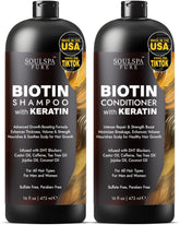SoulSpa Pure Biotin Shampoo bottle highlighting revitalizing formula for thinning hair