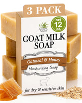 Jabón de avena y leche de cabra de Southern Natural, tres barras para piel sensible.