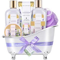Spa Luxetique: cesta-regalo lavanda para relajación y cuidado diario.