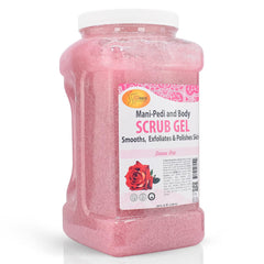 SPA REDI Sensual Rose Pumice Scrub Gel bottle showing exfoliating texture for smoother skin.
