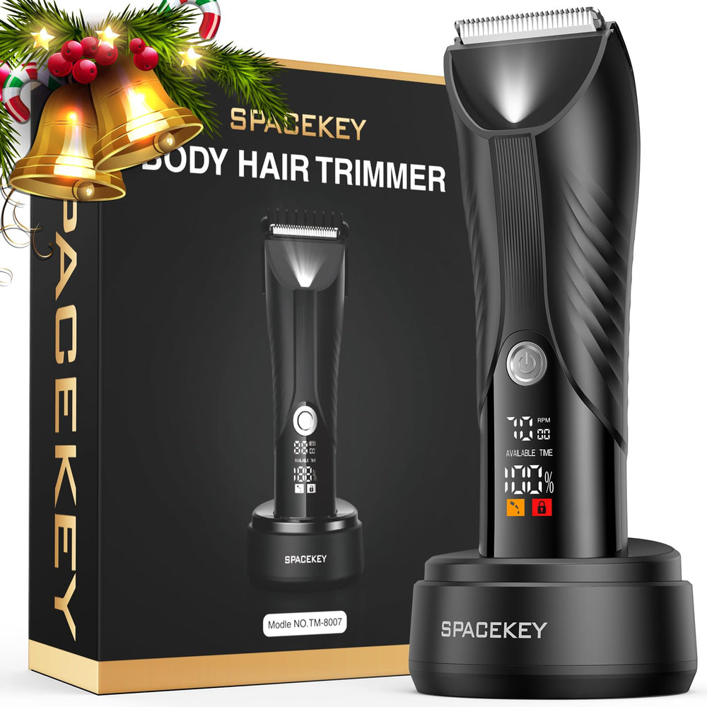 Spacekey electric body trimmer with LED light for precise ball grooming and safety