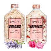 SpaLife sal de baño rosas-lavanda con efervescencia para relajación diaria y aromaterapia suave.