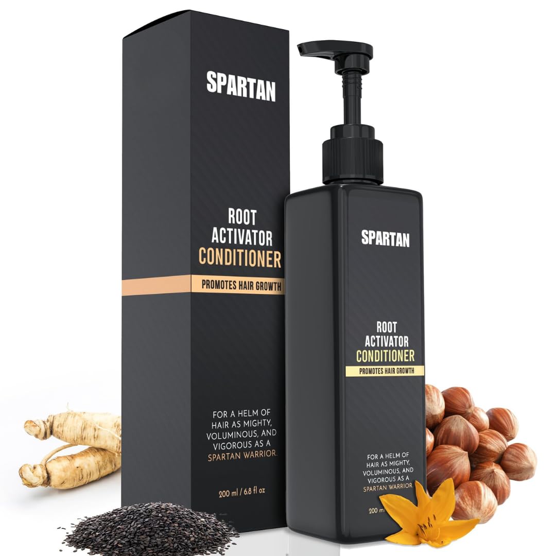 SPARTAN Root Activator Conditioner bottle front showing sturdy packaging for daily use
