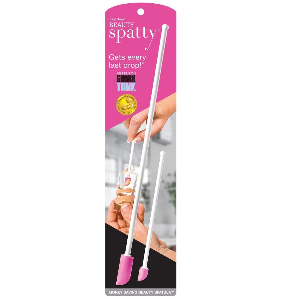 Spatty Daddy beauty spatula set 6-inch pink reaching the last drop of products.