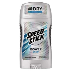 Speed Stick Power Sport antiperspirant 2-pack box keeps you dry and confident.