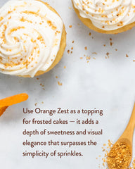 Spice Islands orange peel dispense ready to flavor sauces and pastries.