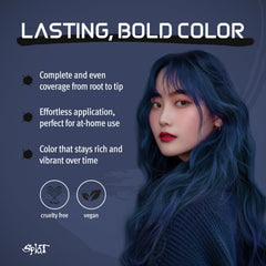 Splat Midnight Azure color application close-up demonstrating easy dye process