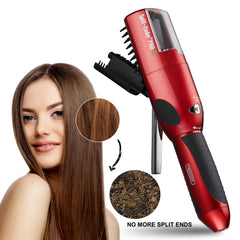 User holds Split-Ender Pro 2 to demonstrate precise home trimming.