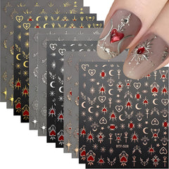 SPLOCUDU pegatinas uñas estrella luna: decoración elegante para uñas con acabado brillante