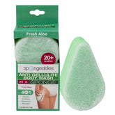 Spongeables anti cellulite sponge with foam release delivers rich lather for cleansing.