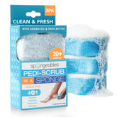 Spongeables Pedi Scrub Pie: espuma cremosa para pies y limpieza suave.