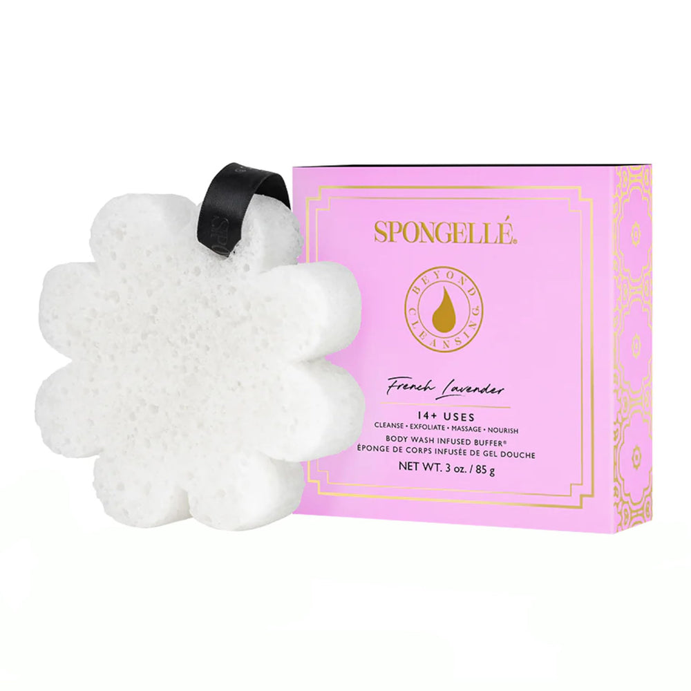SPONGELLÉ lavanda francesa con gel incorporado para exfoliar y limpiar la piel.