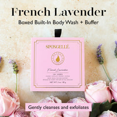 SPONGELLÉ lavanda francesa textura exfoliante suave para una piel renovada.