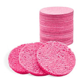 Spunspon pink round facial sponge for gentle cleansing and makeup removal.