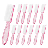 SQULIGT 12-piece handle grip nail brushes with clear pink handles for comfortable cleaning.