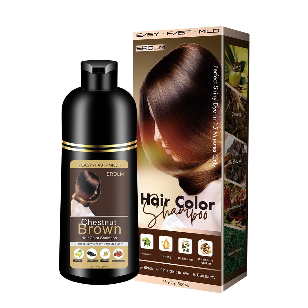 SROLM All-in-1 Hair Dye Shampoo bottle for quick color.