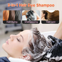 SROLM dye shampoo application lather demonstrates easy 15-minute process.