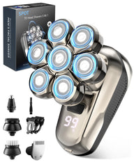 SROT head shaver with 7D magnetic heads contouring scalp and face for a close shave