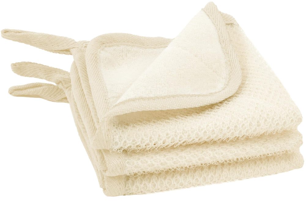 S&T INC exfoliating washcloth dual face side close-up for gentle exfoliation.