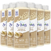 St. Ives body wash bottle with oatmeal and shea butter for gentle cleansing.