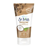 St. Ives Coconut & Coffee Energizing Scrub bottle close-up for refreshed skin.