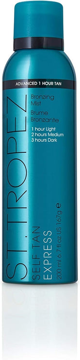 St.Tropez Self Tan Express Mist bottle showing easy, even coverage and fast results.
