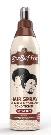 Sta-Sof-Fro bottle pour view helps detangle and condition hair.