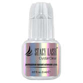 STACY LASH Crystal Clear eyelash glue bottle for semi-permanent extensions with a precise bond.