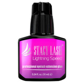 Stacy Lash Lightning Speed adhesive bottle close-up showing ultra-fast setting.