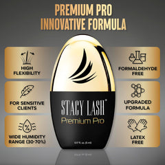 Stacy Lash Premium Pro glue performs reliably in 30–70% humidity for stable bonds