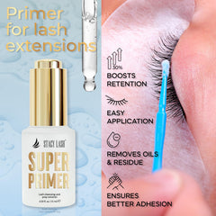 STACY LASH primer se aplica con micro pincel para una adhesión duradera.