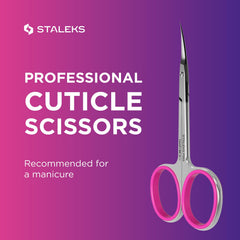 Staleks Pro cuticle scissors extra-fine blades for delicate work.