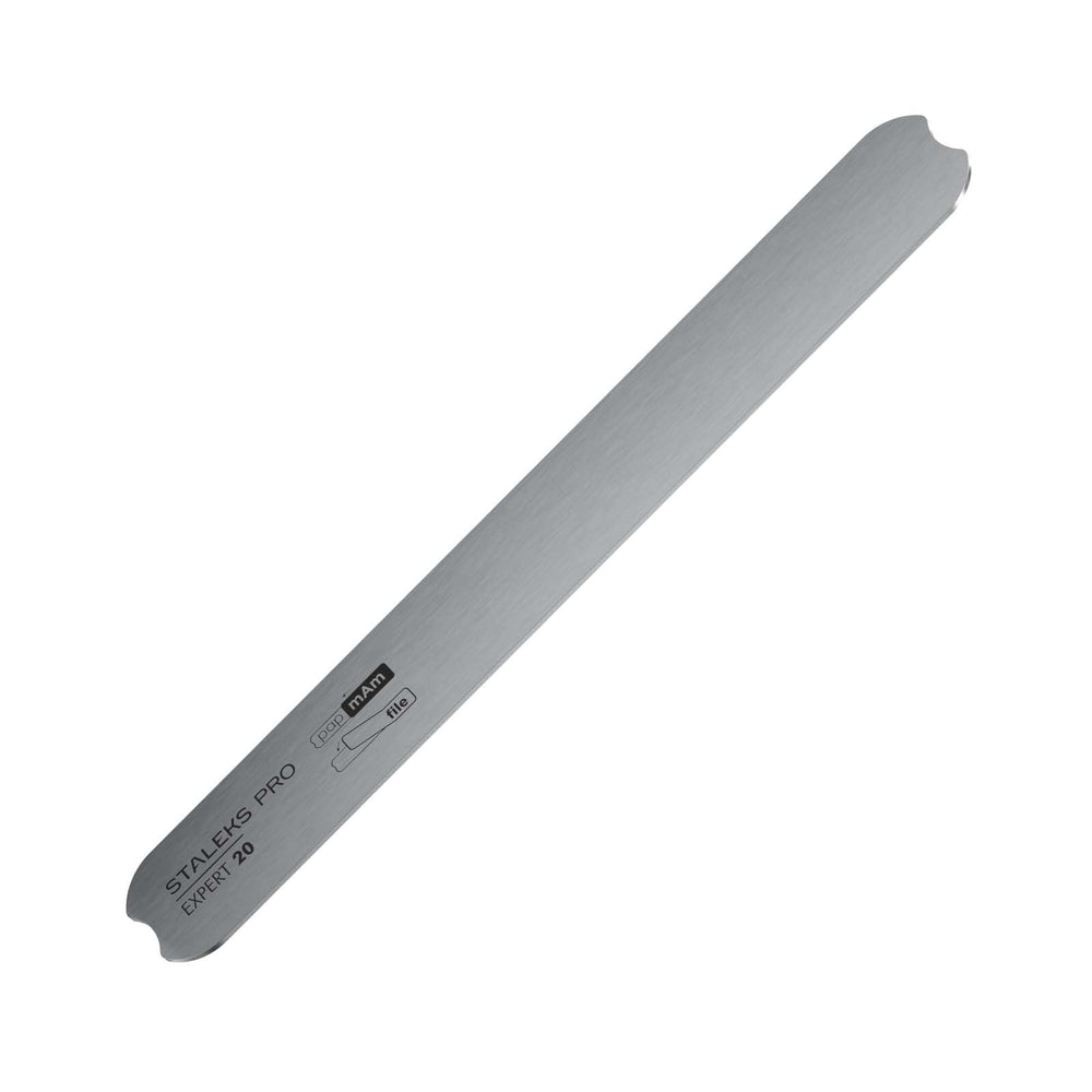 Staleks Pro straight metal base supports hygienic, reusable filing with disposable files.