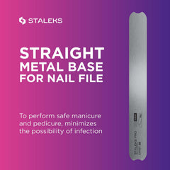 Staleks Pro base features a notch for easy disposal of files.
