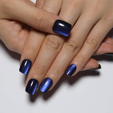 Stbisen Dark Blue Press On Nails with Cat Eye glow for bold evening looks