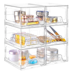 Stebopum stackable makeup organizer with six drawers for organized vanity.