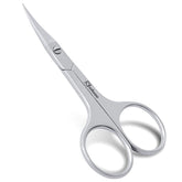 Stelone eyebrow scissors with curved blades for precise brow shaping at home.