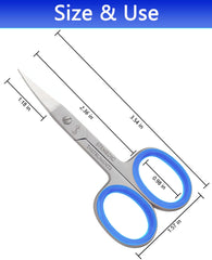 Stemedic Instruments curved eyebrow scissors in blue for neat shaping and precise grooming.