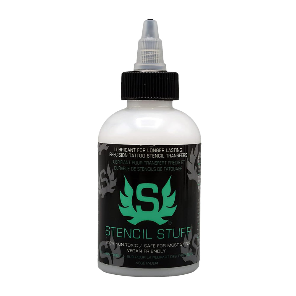 Stencil Stuff gel-tatuaje-frente: transferencia nítida de plantillas con secado rápido.
