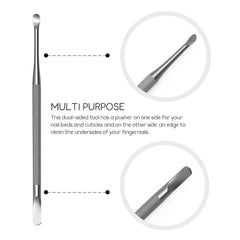 Sterling Beauty Tools dual-sided stainless steel pusher and cleaner close-up