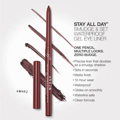stila Stay All Day gel eye liner waterline application demonstrates lasting definition.