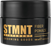 STMNT Fiber Pomade jar front view demonstrates strong control and easy wash-out.