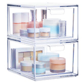 STORi Audrey stackable clear bin drawer on vanity for cosmetics organization